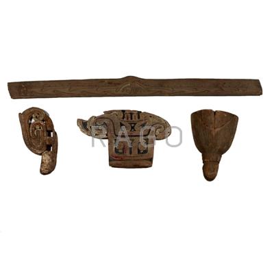 Appraisal: NEW GUINEA CANOE DECORATIONS Sepik crocodile prow and two Tobriand