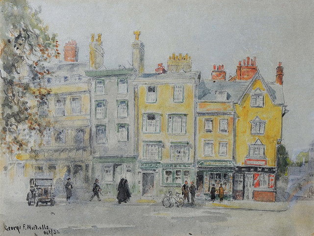 Appraisal: GEORGE F NICHOLLS - An Oxford Street scene with figures