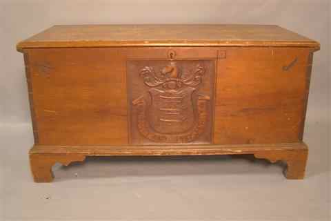 Appraisal: PINE BLANKET CHEST the rectangular hinged lid opening to an