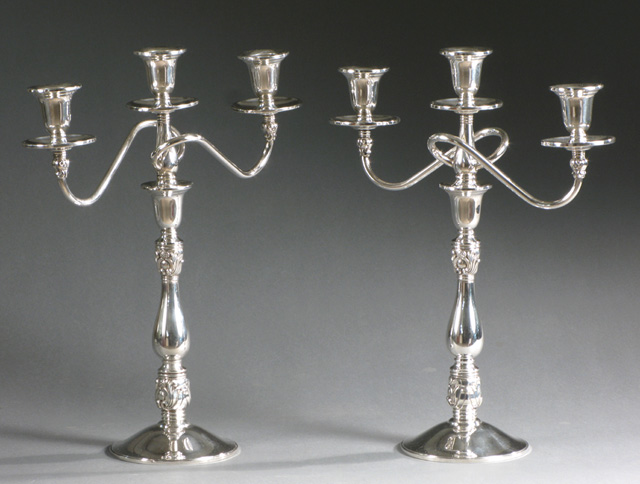 Appraisal: PAIR INTERNATIONAL SILVER STERLING CANDELABRA in the Royal Danish pattern