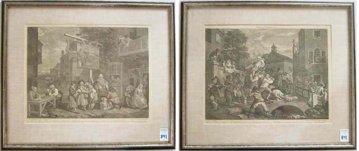 Appraisal: TWO LITHOGRAPHS FROM THE ELECTION SERIES after William Hogarth paintings