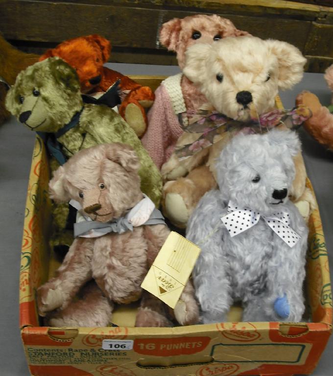 Appraisal: Collection of six various small jointed hand made bears