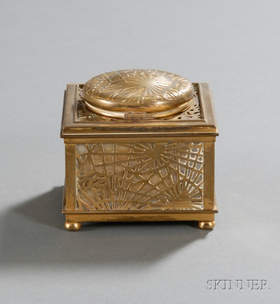 Appraisal: Tiffany Studios Inkwell Slag glass and patinated bronze New York