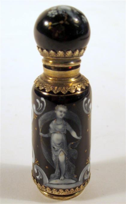 Appraisal: French enameled perfume bottleScent bottle in the pate-sur-pate style the