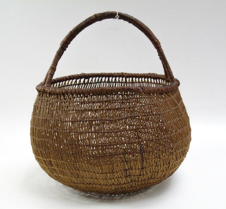 Appraisal: SILETZ INDIAN BASKET hand woven open weave basket with bale