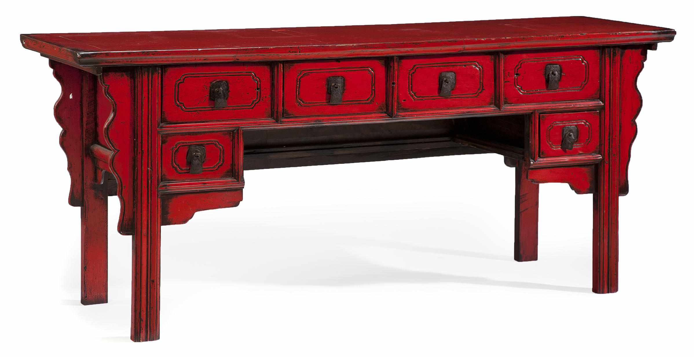 Appraisal: A Chinese scarlet paint decorated desk th century height in