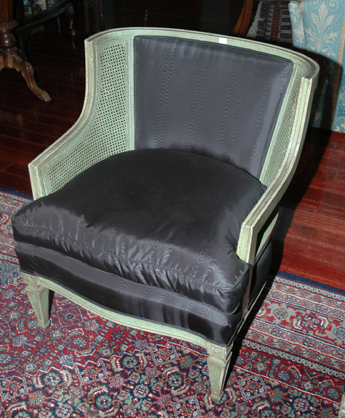 Appraisal: A PAIR OF FRENCH LIMED CANEWORK AND HARDWOOD ARMCHAIRS