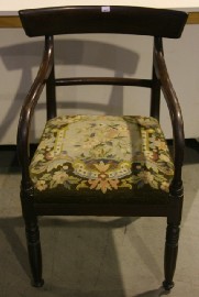 Appraisal: An early th century Australian cedar armchair with needlepoint upholstered