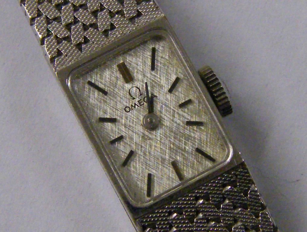 Appraisal: Omega ct white gold lady's bracelet watch circa the rectangular