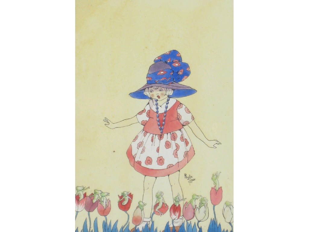 Appraisal: PHYLLIS CHASE The Flower Girl signed and dated pen ink