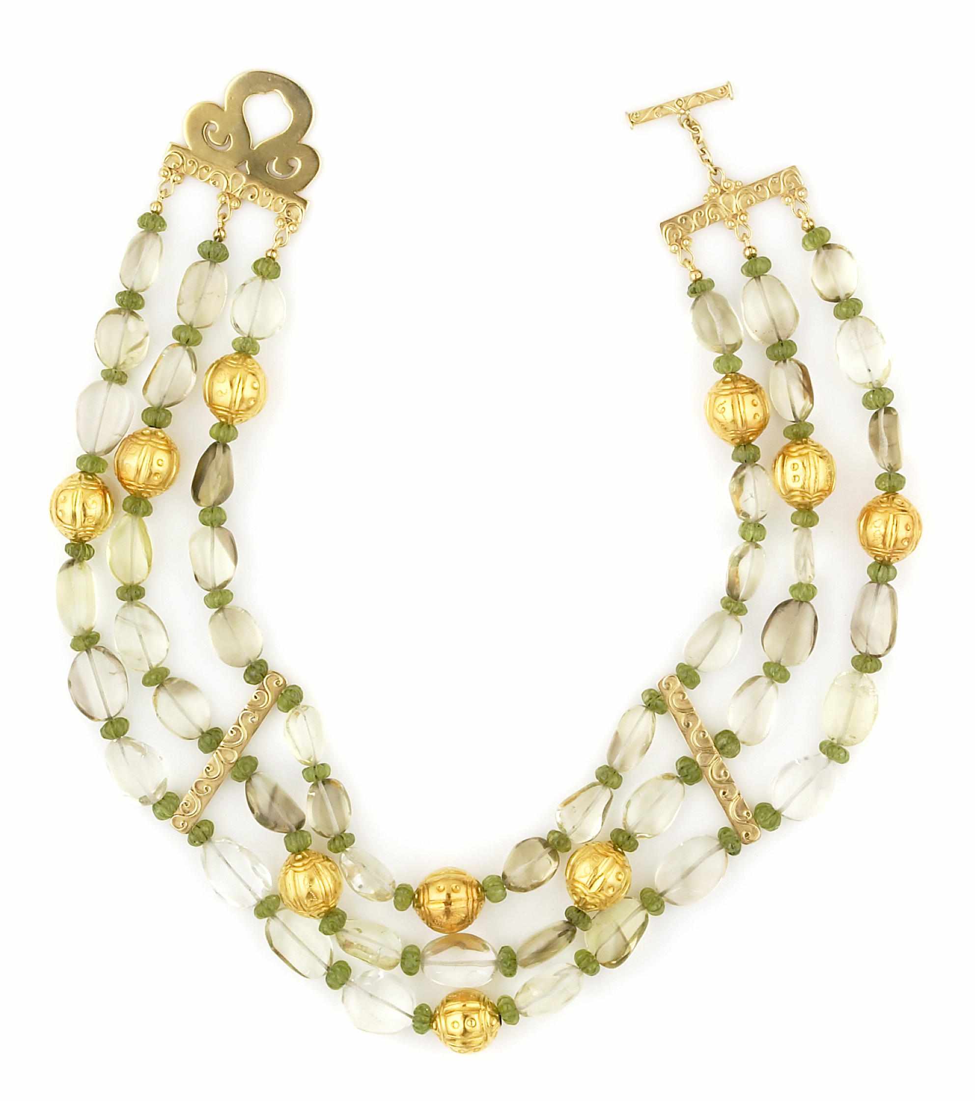 Appraisal: Tony Duquette American - sA citrine peridot and vermeil necklacelength