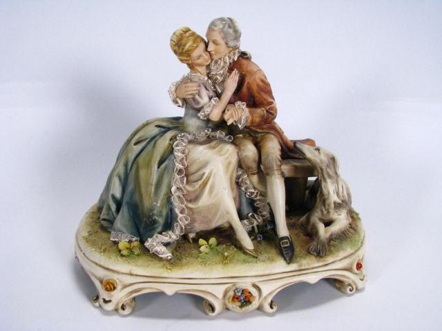 Appraisal: Antonio Borsato Romantic Couple Gres figural grouping depicting romantic couple