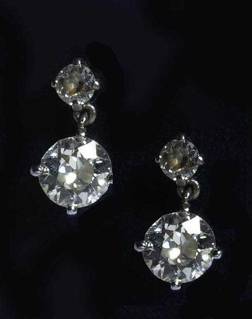 Appraisal: DIAMOND PENDANT EARRINGS ca White gold Classic earrings with studs