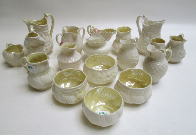 Appraisal: EIGHTEEN BELLEEK CREAM AND SUGAR assorted patterns and marks Heights