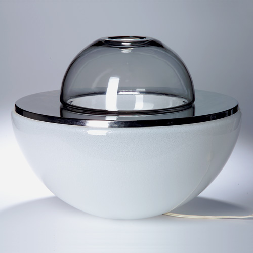 Appraisal: ITALIAN Table lamp with inset smoked glass shade on hemispherical