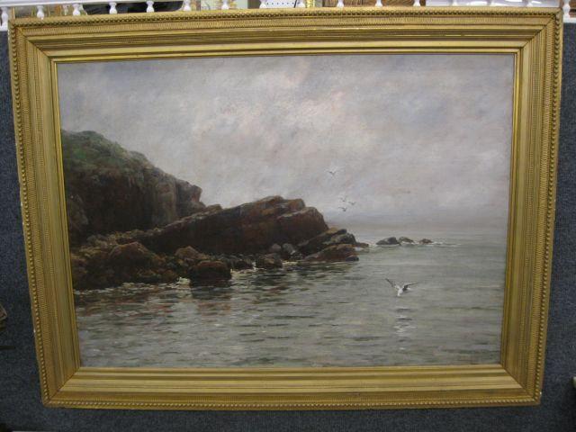 Appraisal: William Preston Phelps Oil on Canvas Rocky coastline with guls