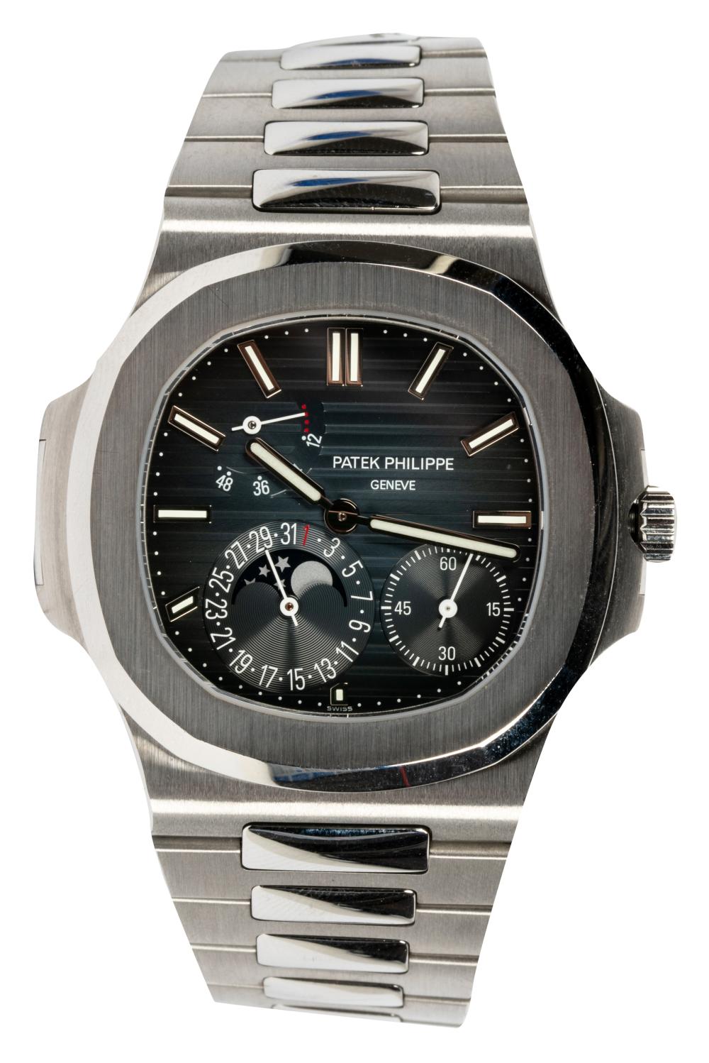 Appraisal: PATEK PHILIPPE STAINLESS STEEL 'NAUTILUS' WRISTWATCHsigned 'Patek Philippe Stainless Steel