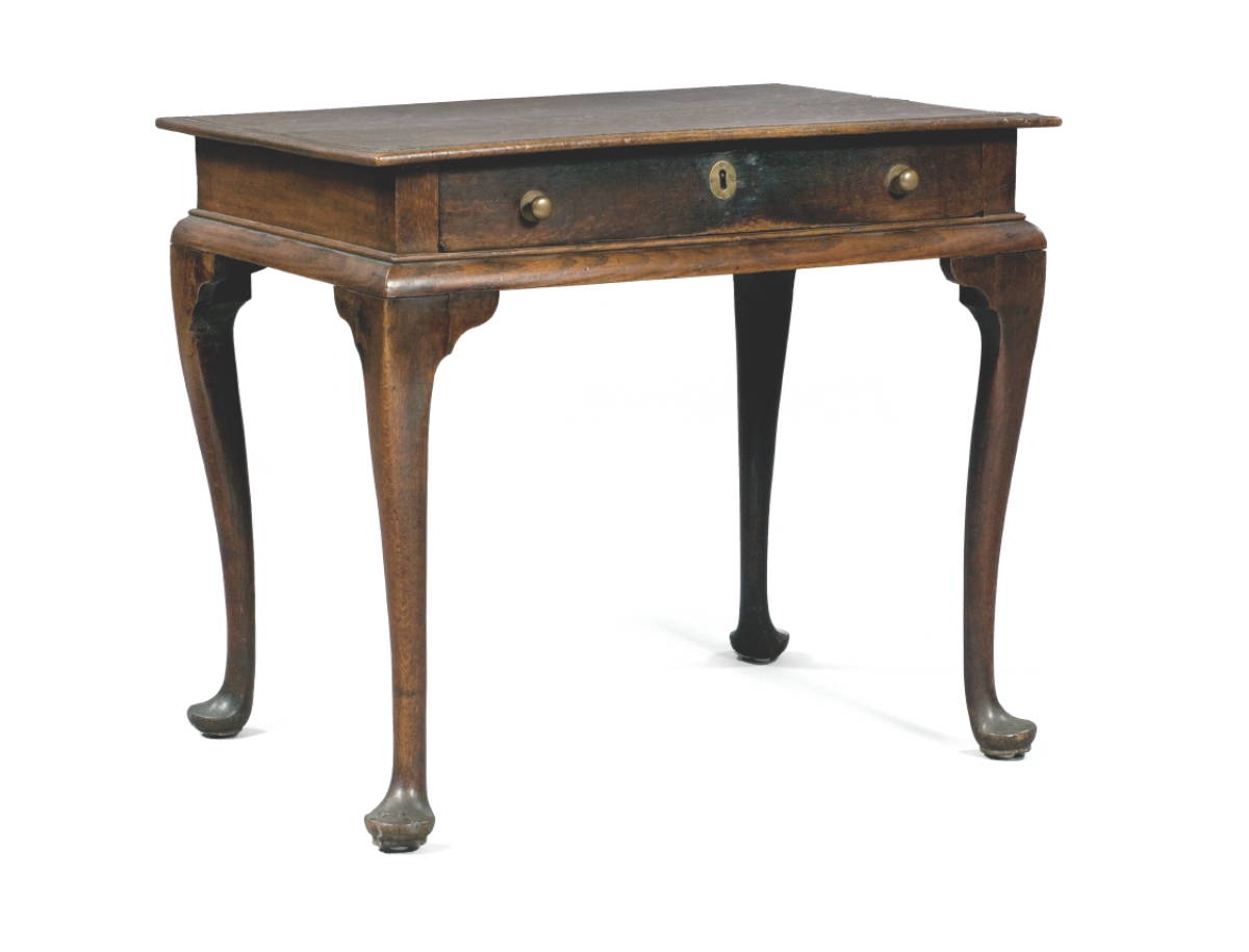 Appraisal: ENGLISH COUNTRY QUEEN ANNE OAK TEA TABLE The rectangular top