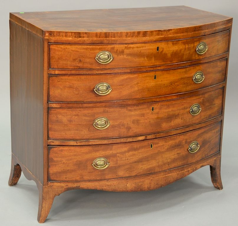 Appraisal: George III mahogany bowfront chest ht in wd in George