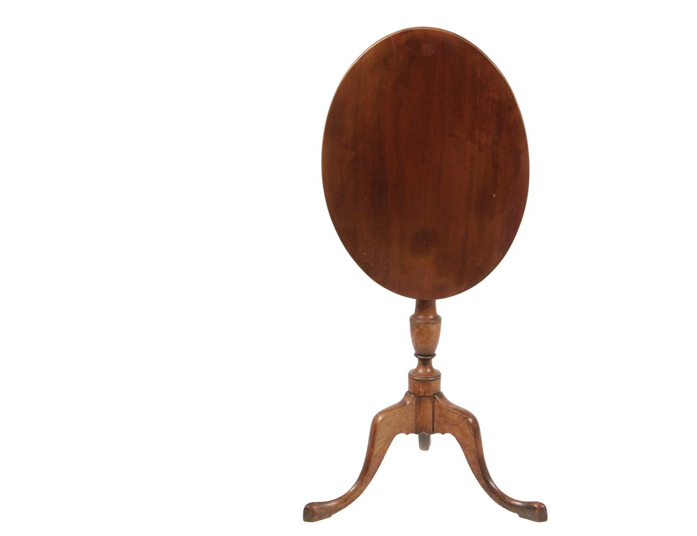 Appraisal: QUEEN ANNE TILT-TOP CANDLESTAND - Oval Mahogany Top with ring