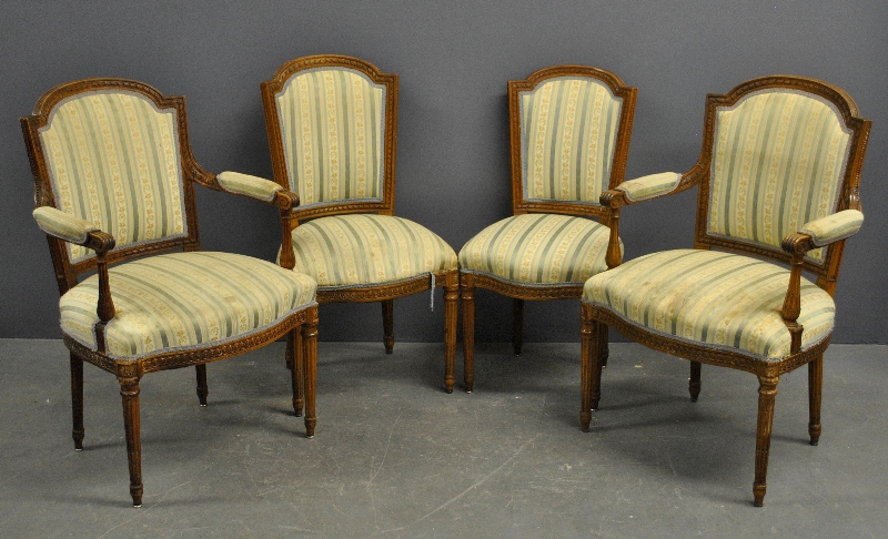 Appraisal: - Assembled set of eight French fruitwood chairs two are