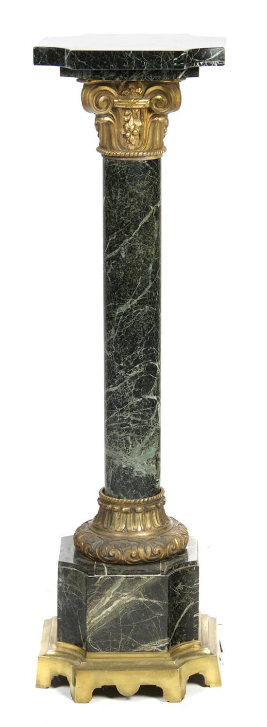 Appraisal: Gilt Metal Mounted Marble Column having a square top with