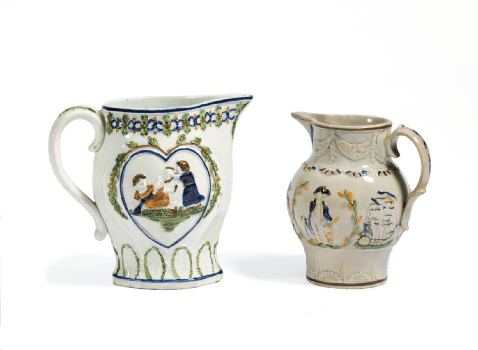 Appraisal: quot MISCHIEVOUS SPORT AND SPORTIVE INNOCENCE quot PRATTWARE PEARLWARE JUG