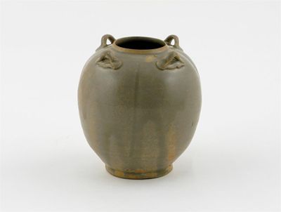 Appraisal: A Chinese celadon glazed quatre-lobed ovoid jar with four small