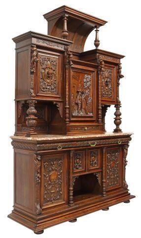 Appraisal: French Renaissance Revival walnut sideboard late th c richly carved