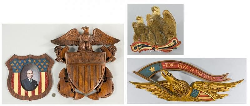 Appraisal: Folk Art Americana Eagle Items st item Bellamy style American