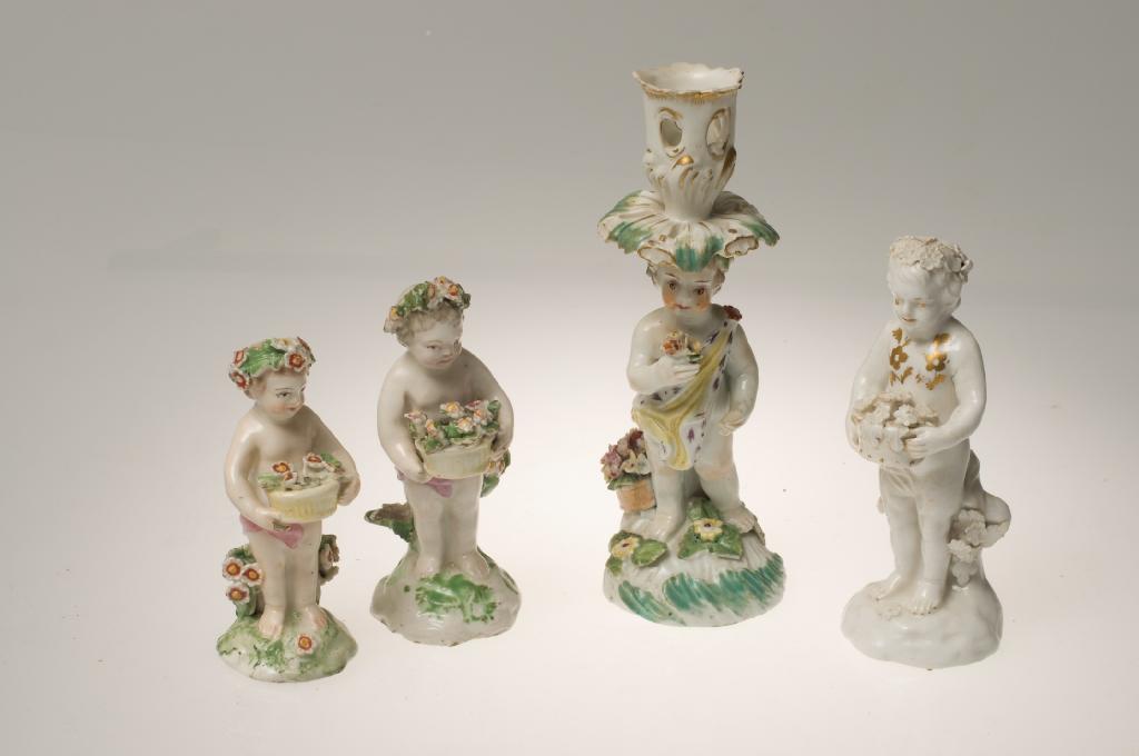 Appraisal: TWO DERBY PORCELAIN FIGURES OF PUTTI c each polychrome and