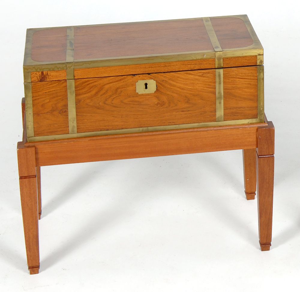 Appraisal: ANTIQUE ENGLISH BRASS-BOUND LAP DESK th CenturyIn mahogany and mahogany