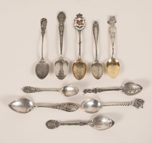 Appraisal: Sterling silver souvenir spoons from the United States and Canada