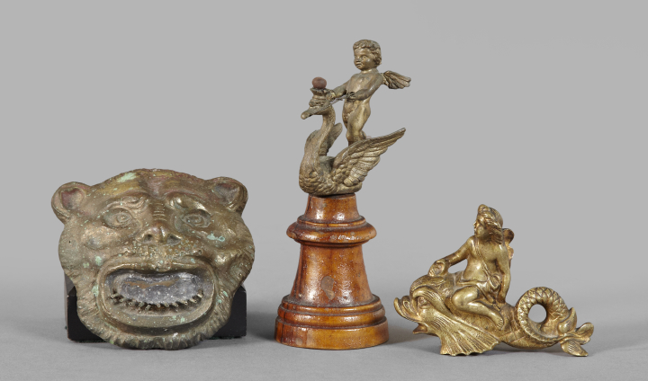 Appraisal: Three-Piece Group of Diminutive Gilt-Bronze Figures th century consisting of