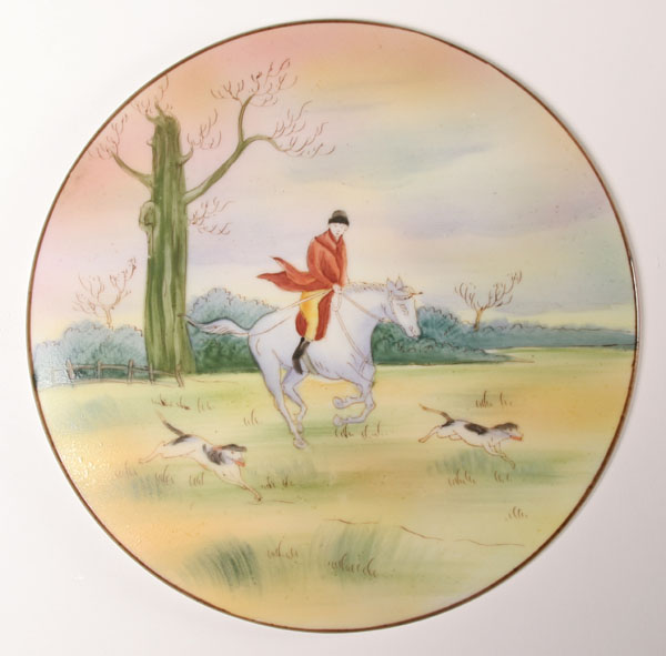 Appraisal: Nippon hand painted ceramic disc flue cover master of the