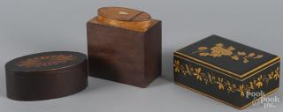 Appraisal: Mahogany and satinwood tea caddy th c '' h ''