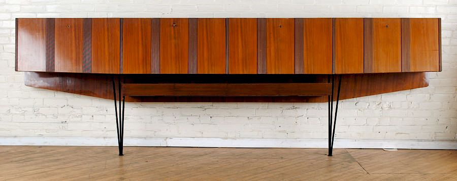 Appraisal: ITALIAN ROSEWOOD IRON TWO-PART SIDEBOARD C An Italian rosewood and