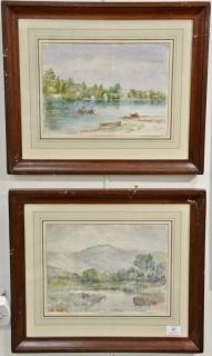 Appraisal: Late th century pair of river landscapes watercolor on paper