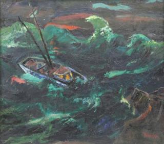 Appraisal: TROMKA Abram Oil on Masonite Storm off Monhegan Signed lower