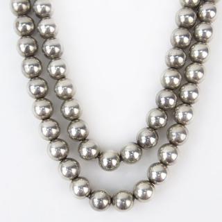 Appraisal: Vintage Sterling Silver Bead Necklace Vintage Sterling Silver Bead Necklace