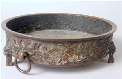 Appraisal: Chinese bronze censer mark late qing dynasty Of narrow circular