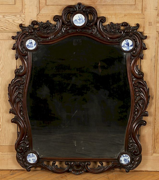 Appraisal: LATE TH C ENGLISH CARVED ROSEWOOD MIRROR A late nineteenth