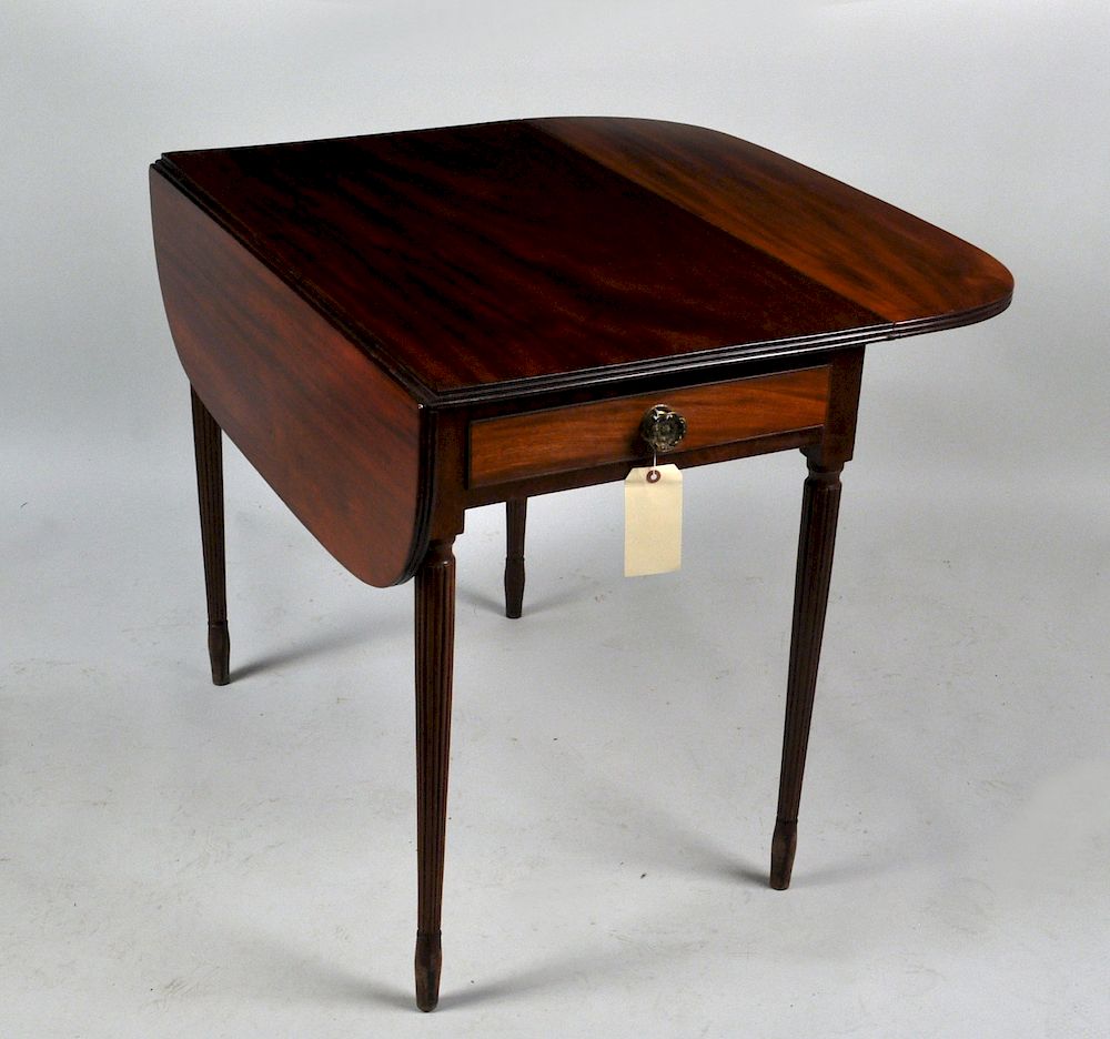 Appraisal: NY Sheraton Mahogany Pembroke Table with D shaped leaves tapering