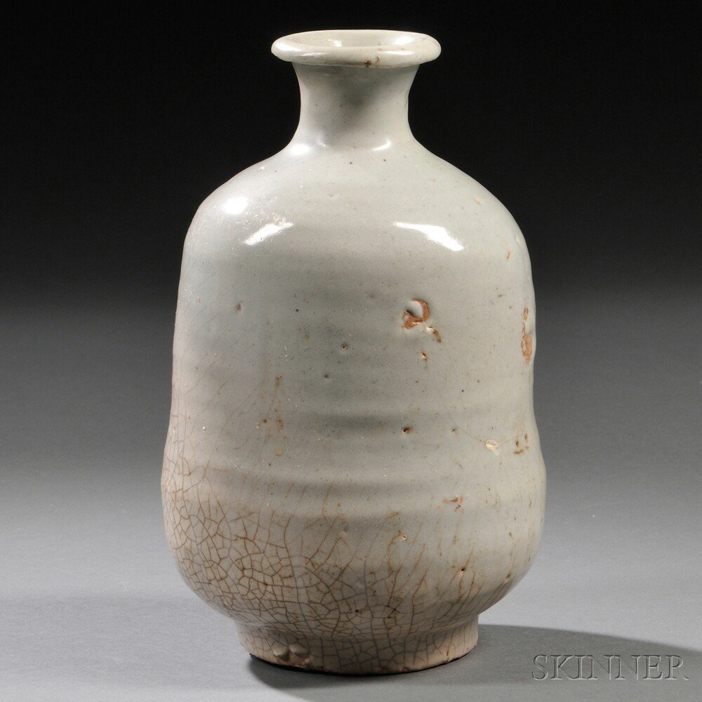 Appraisal: White-glazed Bottle Korea th th century with a rolled lip