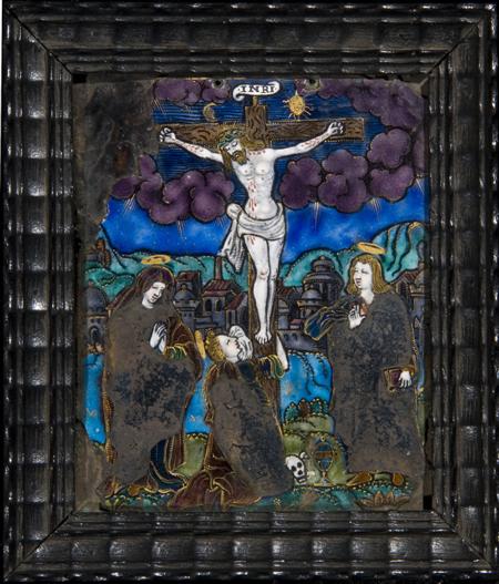 Appraisal: A Limoges enamel panel of the Crucifixion th century th