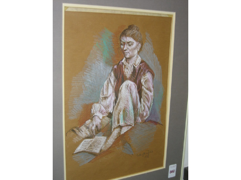 Appraisal: RODNEY MARSHALL WINFIELD AMERICAN Seated female with book graphite and