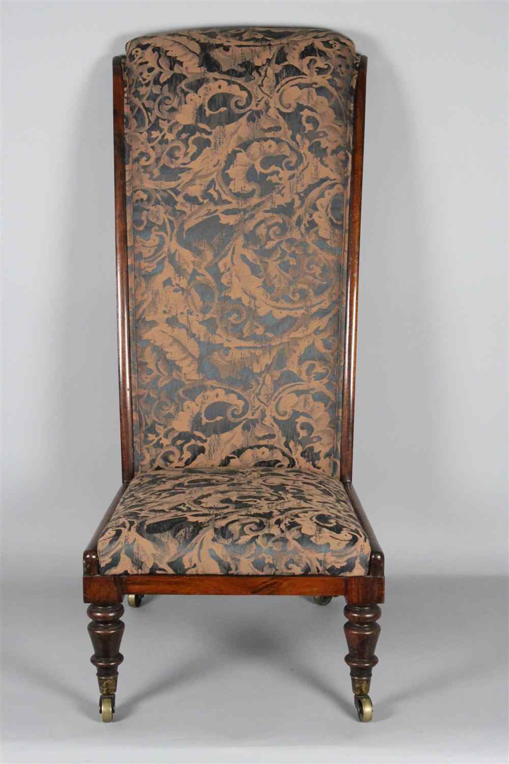 Appraisal: ENGLISH MAHOGANY PRAYER CHAIR TH CENTURY having a high slightly