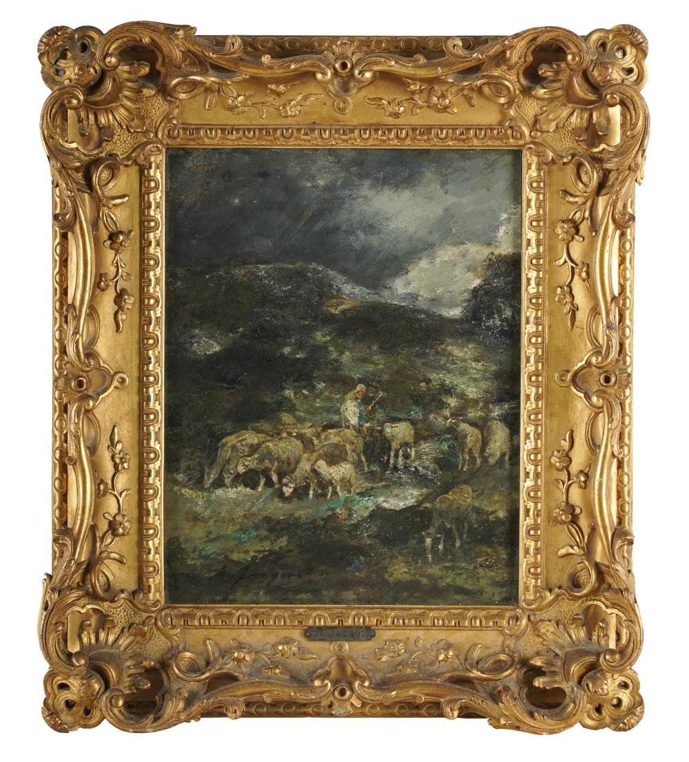 Appraisal: CHARLES EMILE JACQUE - MOUNTAIN WITH SHEEPcirca oil on board