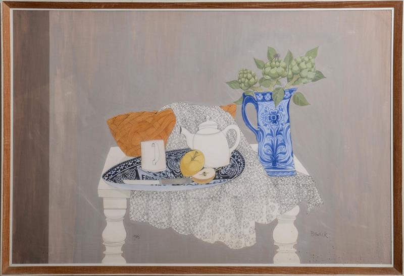 Appraisal: PAULINE BEWICK b STILL IFE WITH ARTICHOKES Gouache on board