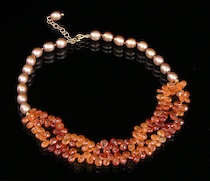 Appraisal: Linda Bergman Pearl Citrine Necklace An attractive necklace with a